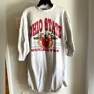 Vintage Ohio State Buckeyes Sports Light Grey Crewneck Sweatshirt Dress Unisex